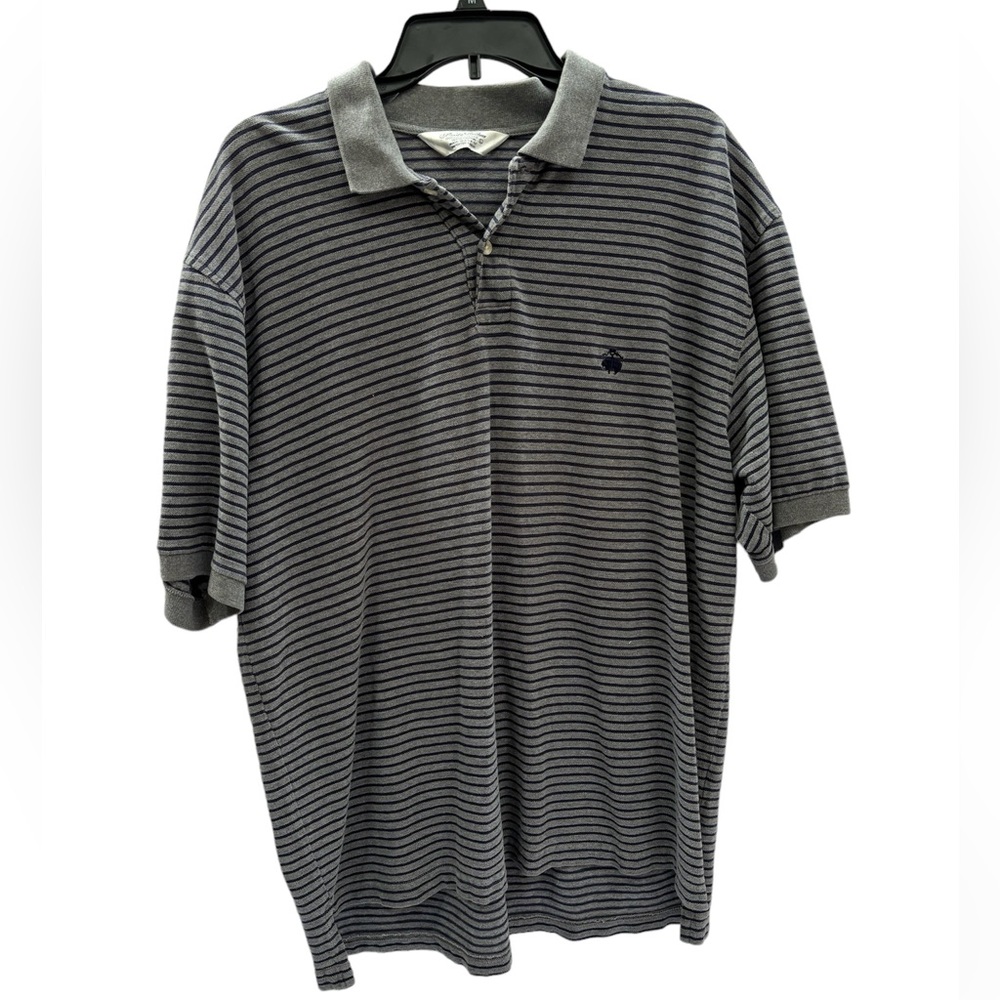 Brooks Brothers Men’s Golden Fleece Gray/Blue Striped Polo‎ Large